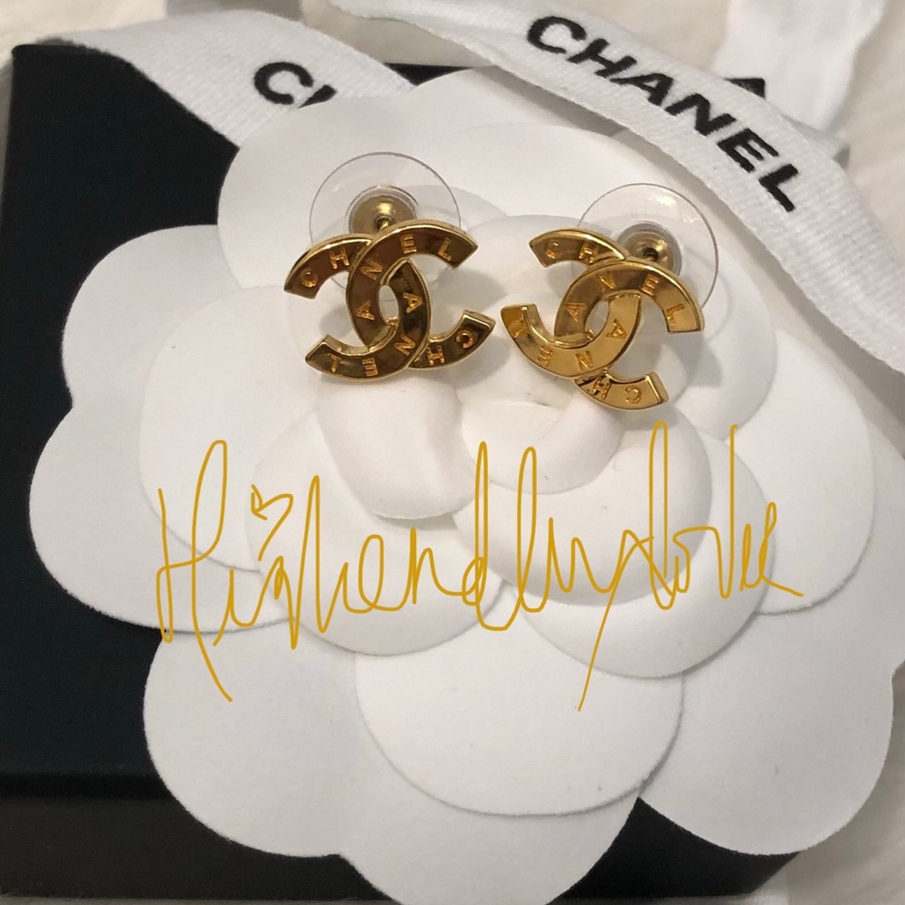 Authentic CHANEL Golden CC studs.